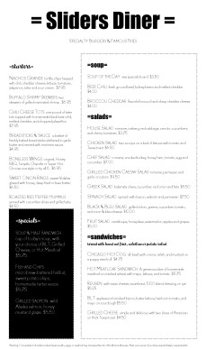 Customize City Diner Menu