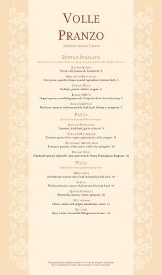Customize Traditional Italian Menu