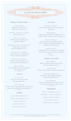 Customize French Menu Long
