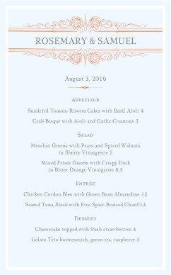 Customize French Event Menu