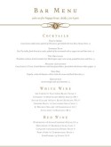 Bar Cocktail Menu