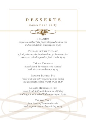 Customize Plaza Cafe Table Tent Menu