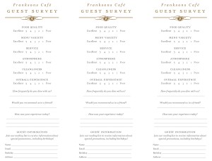 <strong>5 Restaurant Comment Card Templates</strong> - Word Excel Formats Comment suggestion card templates