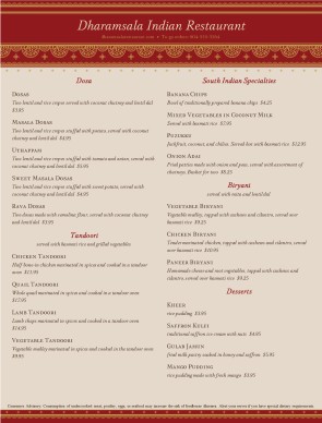 Customize Indian Restaurant Cafe Menu