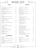 Fine Dining Wine List