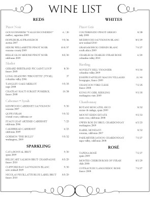 Customize Fine Dining Wine List