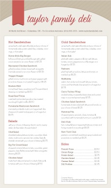 Customize Delicatessen Menu