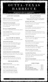 Menu for Barbeque