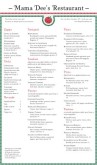 Pasta Cafe Menu