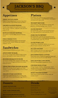 Customize Smokehouse BBQ Menu
