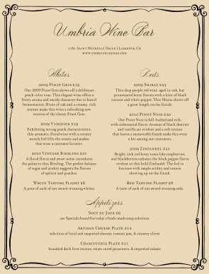 Customize Enoteca Menu