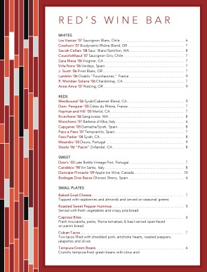 Customize Menu for Wine Bar