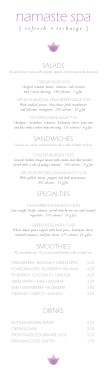 Customize Spa Food Menu