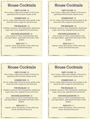 Customize Best Bar Mini Menu