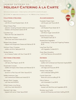 Customize Christmas Party Catering Menu