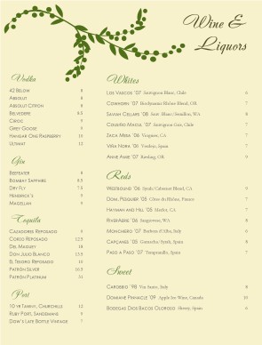 Customize Trattoria Bar Menu