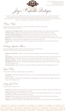 Customize Cupcakery Menu Long