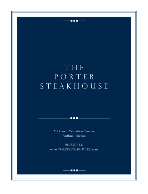 Customize Downtown Dining Menu Cover