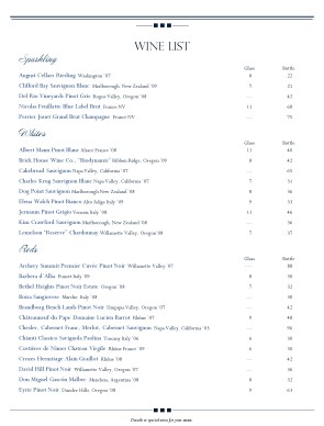 Customize Downtown Dining Wine List