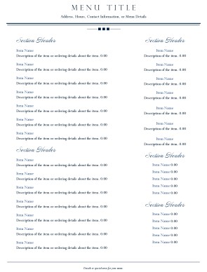 Customize Downtown Dining Menu Page