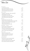 Dinner Wine Menu