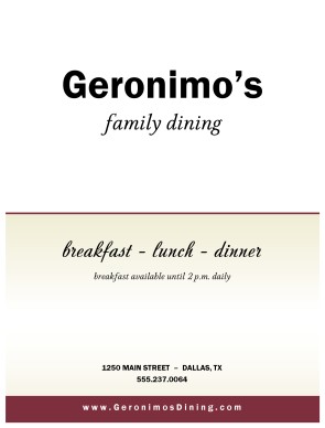 Customize American Food Menu Cover