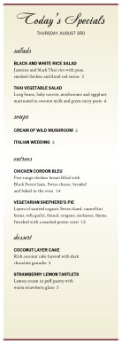 Customize American Food Specials Menu