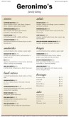 American Food Menu Long