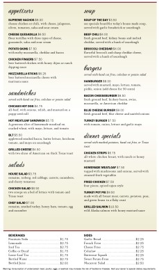 Customize American Food Menu Long Page