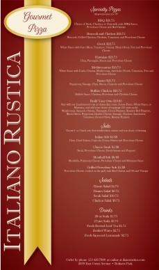 Customize Pizza Menu Long