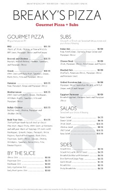 Customize Chicago Pizza Menu