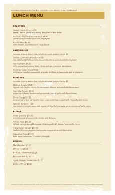 Customize Public House Menu Page