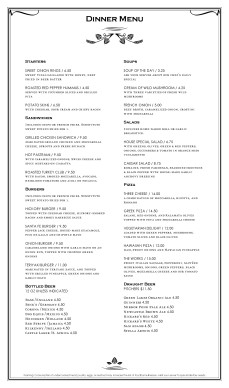 Customize Tavern Menu Page