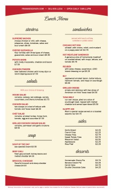 Customize Local Diner Menu Page