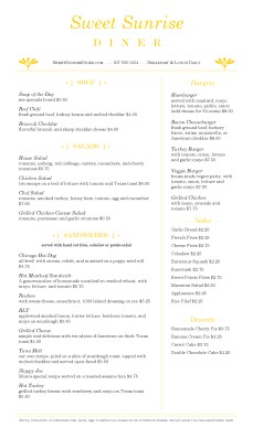 Customize Breakfast Diner Menu