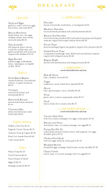 Customize Breakfast Diner Menu Page