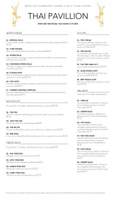 Customize Thai Food Menu