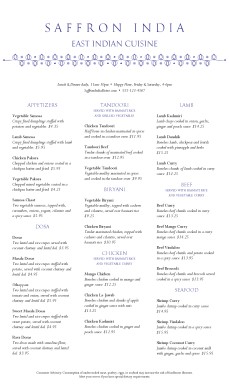 Customize Indian Food Menu