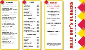 Customize Hamburger Takeout Menu