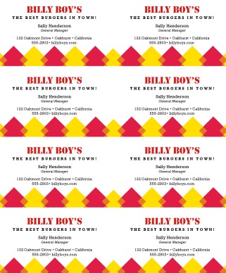 Customize Burger Restaurant Business Card