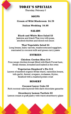 Customize Burger Specials Menu