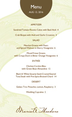 Customize Downtown Hotel Event Menu