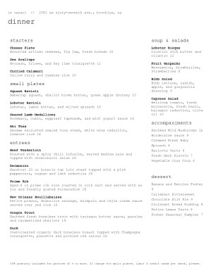 Customize Fine Dining Menu Template