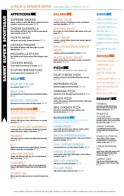 Customize Sports Grill Tabloid Menu
