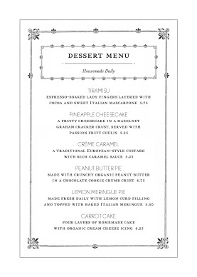 Customize Vintage Table Tent Menu