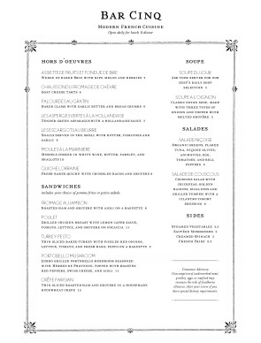 Customize Vintage French Menu