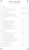 Vintage Bar Wine List