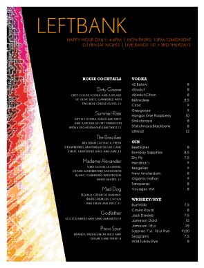 Customize Night Club Menu