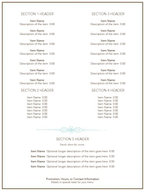 simple restaurant menu traffic