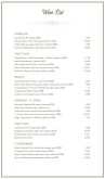 French Wine List Menu